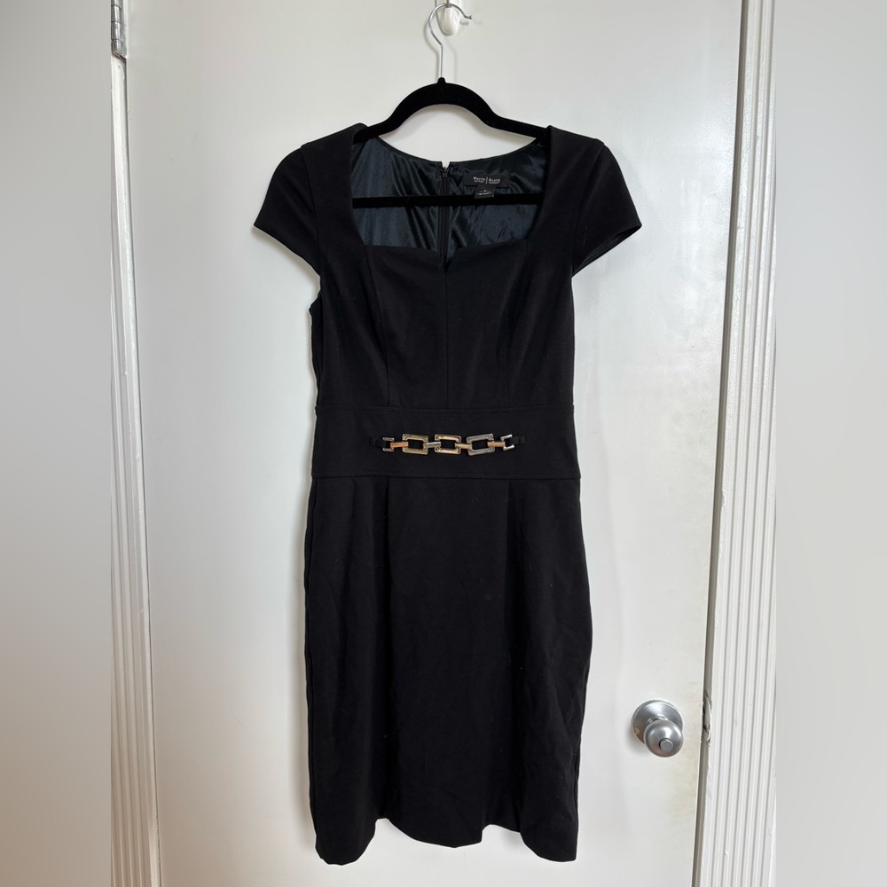 White House Black Market Black Dress with Silver Hardware